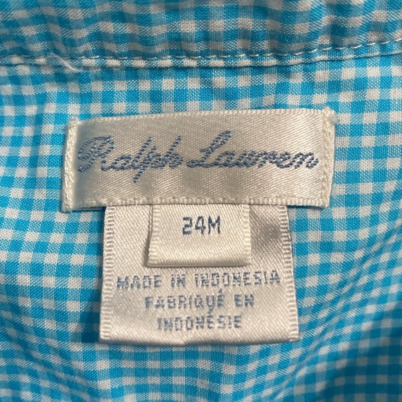 RALPH LAUREN Blue Gingham Short Sleeve Oxford Shirt 24 Months Button Up Boys - Picture 5 of 10